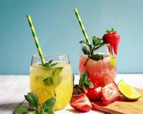 img 2 attached to 🌿 ALINK Bamboo Print Paper Straws: Eco-Friendly Disposable Straws for Juices, Shakes, and Smoothies – Pack of 100