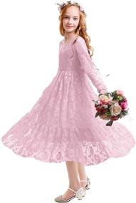 img 2 attached to Sleeves Princess Birthday Bridesmaid Communion Dresses for Girls: Elegant Clothing Selection