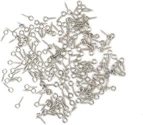 img 4 attached to 🔩 Pack of 250 Small Mini Screw Eyes Pin Tiny Screw in Hooks for Jewelry Metal Ring