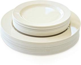 img 2 attached to 🍽️ Premium 'OCCASIONS' Wedding Party Disposable Plastic Plates Set - 120 Plates Pack, 60 x 10.5'' Dinner + 60 x 7.5'' Salad/Dessert, Plain Ivory