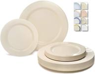 🍽️ premium 'occasions' wedding party disposable plastic plates set - 120 plates pack, 60 x 10.5'' dinner + 60 x 7.5'' salad/dessert, plain ivory logo