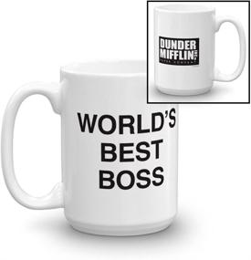 img 1 attached to ☕ The Office World's Best Boss Dunder Mifflin Ceramic Mug - Authentic Michael Scott Mug, White 15 oz - As Seen On The Office