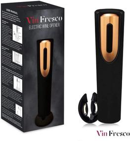 img 2 attached to 🍷 Vin Fresco Portable Electric Wine Opener - Effortlessly Uncork Bottles with Foil Cutter, Automatic & Cordless - Batteries Included (Black & Rose Gold)