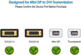 img 3 attached to Rankie Mini DP в DVI, позолоченный адаптер Mini DisplayPort (совместим с портом Thunderbolt) на DVI мужской-женский адаптер конвертер - 1080P, черный