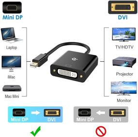 img 2 attached to Rankie Mini DP в DVI, позолоченный адаптер Mini DisplayPort (совместим с портом Thunderbolt) на DVI мужской-женский адаптер конвертер - 1080P, черный