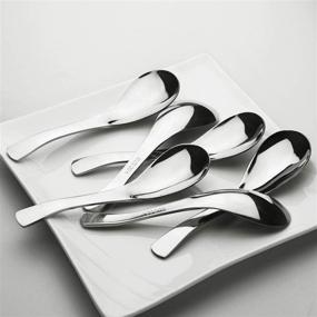 img 2 attached to 🥄 AOOSY Stainless Steel Curry Spoons Set of 6 - Modern Stylish Soup Table Spoons for Sauces, Dips, and More