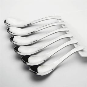 img 3 attached to 🥄 AOOSY Stainless Steel Curry Spoons Set of 6 - Modern Stylish Soup Table Spoons for Sauces, Dips, and More