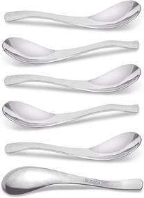 img 4 attached to 🥄 AOOSY Stainless Steel Curry Spoons Set of 6 - Modern Stylish Soup Table Spoons for Sauces, Dips, and More