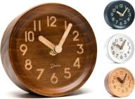 🕰️ driini genuine pine wooden analog clock - dark finish, battery operated with silent sweep mechanism - cute, small decorative desk & table clock for bedroom shelf or office desktop logo