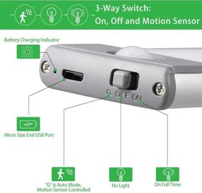 img 3 attached to 💡 Ultra Thin Rechargeable Motion Sensor LED Lights for Under Counter & Closet Lighting - Battery Operated, Stick-On, Wireless Night Lights with 54-LEDs