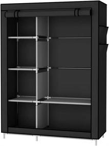 img 3 attached to 👕 Black UDEAR Closet Organizer Wardrobe Clothes Storage Shelves with Non-Woven Fabric Cover, Side Pockets - 41.3 x 17.7 x 66.9 inches