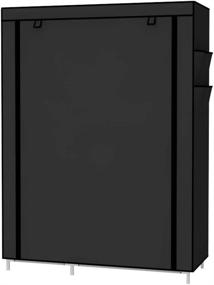 img 2 attached to 👕 Black UDEAR Closet Organizer Wardrobe Clothes Storage Shelves with Non-Woven Fabric Cover, Side Pockets - 41.3 x 17.7 x 66.9 inches