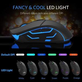 img 3 attached to 🖱️ FIODIO Wired Gaming Mouse | 5500 DPI | RGB gamer desktop laptop PC gaming mouse with breathing light | Ergonomic game USB computer mice | 7 colors RGB lighting | 6 buttons | Windows 7/8/10 compatible | Black