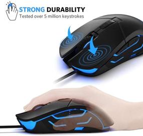 img 2 attached to 🖱️ FIODIO Wired Gaming Mouse | 5500 DPI | RGB gamer desktop laptop PC gaming mouse with breathing light | Ergonomic game USB computer mice | 7 colors RGB lighting | 6 buttons | Windows 7/8/10 compatible | Black