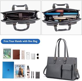 img 2 attached to 👜 Stylish and Functional Women's 15.6 Inch Waterproof Leather Laptop Bag – Perfect Tote for Work, Office, and More!