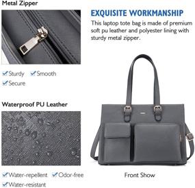 img 1 attached to 👜 Stylish and Functional Women's 15.6 Inch Waterproof Leather Laptop Bag – Perfect Tote for Work, Office, and More!