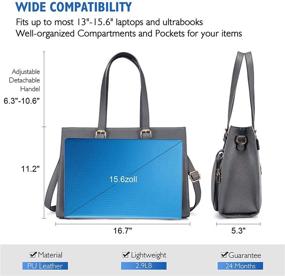 img 3 attached to 👜 Stylish and Functional Women's 15.6 Inch Waterproof Leather Laptop Bag – Perfect Tote for Work, Office, and More!