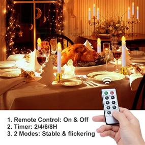 img 2 attached to 🕯️ FLY2SKY Christmas Window Candle Lights: 10 Pcs Flameless LED Candles with Remote Control, Timer, and Gold Candle Holders for Window Decor, Party, and Tabletop