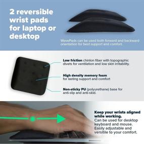 img 2 attached to 🌊 WavePads by AQUUES Solutions - Dual Non-Slip Ergonomic Memory Foam Wrist Rests for Laptop and Keyboard, Wrist Pain & Carpal Tunnel Relief, Memory Foam Wrist Support Pads