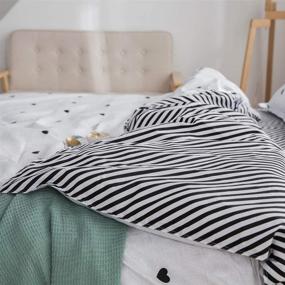 img 2 attached to 🖤 CCoutueChen Queen Size Girls Duvet Cover Set - Cute Black Heart Shape Print on White Bedding, Reversible Striped Design - Soft Breathable Microfiber Comforter Cover for Teens and Women