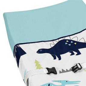 img 1 attached to Stylish Blue and Green Modern Dinosaur Baby Changing Pad Cover for Girls and Boys