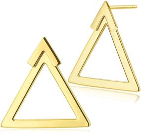 img 4 attached to Triangle Jacket Double Earrings Hypoallergenic