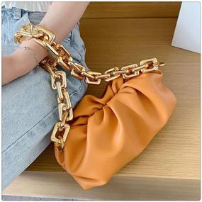 img 3 attached to 👜 Dumpling Bag Cloud Clutch Chain Pouch Purse: Glamour meets Convenience with Chunky Gold Chain