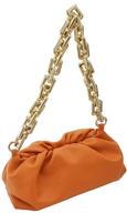 👜 dumpling bag cloud clutch chain pouch purse: glamour meets convenience with chunky gold chain logo
