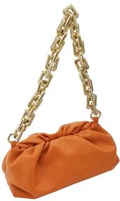 img 4 attached to 👜 Dumpling Bag Cloud Clutch Chain Pouch Purse: Glamour meets Convenience with Chunky Gold Chain