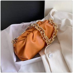img 2 attached to 👜 Dumpling Bag Cloud Clutch Chain Pouch Purse: Glamour meets Convenience with Chunky Gold Chain