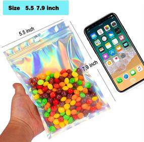 img 3 attached to Trunple Smell Proof Bags & Resealable Foil Pouch Bag - 100 PCS | Ideal for Party Favors & Food Storage, Holographic Color | 8 x 5.5 Inch