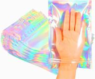 trunple smell proof bags & resealable foil pouch bag - 100 pcs | ideal for party favors & food storage, holographic color | 8 x 5.5 inch logo