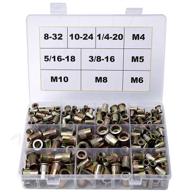 340-piece rivet nuts assortment kit: 8-32, 10-24, 1/4-20, 5/16-18, 3/8-16, m4 m5 m6 m8 m10 nutserts – threaded insert nuts with carbon steel construction logo