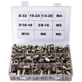 img 4 attached to 340-Piece Rivet Nuts Assortment Kit: 8-32, 10-24, 1/4-20, 5/16-18, 3/8-16, M4 M5 M6 M8 M10 Nutserts – Threaded Insert Nuts with Carbon Steel Construction