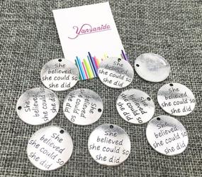 img 2 attached to 🔮 Yansanido Pack of 10 Silver Round DIY Antique Message Charms Pendant | She Believed she Could so she did - Bracelet & Necklace Making