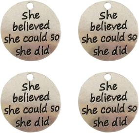 img 4 attached to 🔮 Yansanido Pack of 10 Silver Round DIY Antique Message Charms Pendant | She Believed she Could so she did - Bracelet & Necklace Making