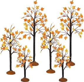 img 4 attached to 🍁 Artificial Maple Tree Tabletop Fall Fake Maple Tree for Thanksgiving Harvest Home Wedding Fall Party Decoration - Village Autumn Maple Trees (Beautiful Style, 6 Pieces)