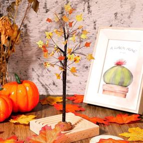 img 1 attached to 🍁 Artificial Maple Tree Tabletop Fall Fake Maple Tree for Thanksgiving Harvest Home Wedding Fall Party Decoration - Village Autumn Maple Trees (Beautiful Style, 6 Pieces)