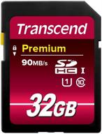 high-speed transcend 32gb sdhc class 10 uhs-1 flash memory card with up to 60mb/s transfer rate (ts32gsdu1) logo