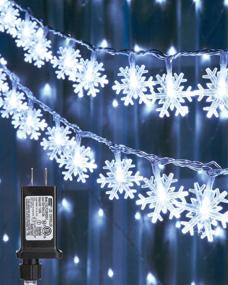 img 4 attached to 🎄 100 LED 33FT White Snowflake String Lights with Timer Plug-in - Fairy Lights for Christmas Decorations, Waterproof & Connectable - 8 Modes for Indoor Outdoor Wedding Birthday Xmas