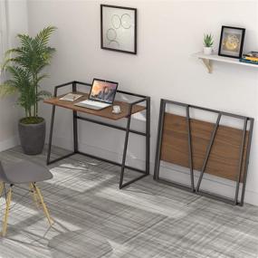 img 3 attached to 🖥️ DESIGNA 41 inch Folding Desk: Space-Saving Small Student Desk for Home Office, Walnut Finish