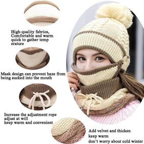 img 2 attached to Womens Winter Knitted Beanie Fleece Outdoor Recreation for Outdoor Clothing