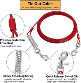 img 2 attached to 🐶 SHUNAI Dog Tie Out Cable and Stake - 30 Ft Heavy Duty Yard Leash for 100 lbs Dogs - Secure Dog Stake for Yard, Beach, Lawn
