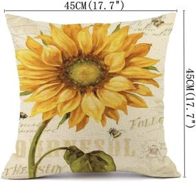 img 3 attached to 🌻 2-Pack Linen Blend Flower Pattern Cushion Covers, Cotton Pillowslips, Square Throw Pillow Cases, 18 X 18 inches (Oil Painting Sunflower)