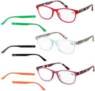 👓 fashionable women's reading glasses: 3 pack with interchangeable temples for style and convenience logo