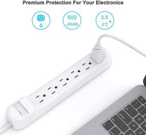 img 3 attached to 💡 Wishinkle 6 Outlet Power Strip Protector White Pack: Efficient Surge Protection for Your Devices