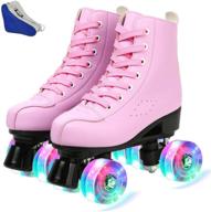 👟 redson high-top double-row leather roller skates for girls and boys - womens roller skates with bag for indoor and outdoor activities logo