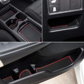 img 3 attached to SENSHINE For Honda CR-V CRV Accessories 2020 2021 2022 Cup Holder Insert Center Console Liner Trim Door Packet Mats Non-Slip Anti Dust Premium Custom Interior 20PC Set (Red Trim)