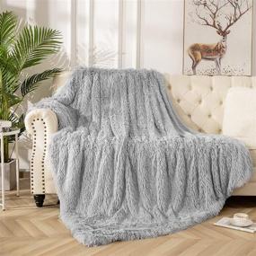 img 4 attached to 🛋️ Vasofe Fuzzy Blanket: Ultra-Soft Sherpa Throw Blanket for Xmas, Couch, Sofa, and Home Decor - Fluffy Faux Fur, Plush and Light Grey Bed Throw Size