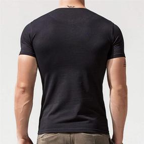 img 1 attached to Slimbt Sleeve Muscle T Shirt Buttons Men's Clothing for Shirts